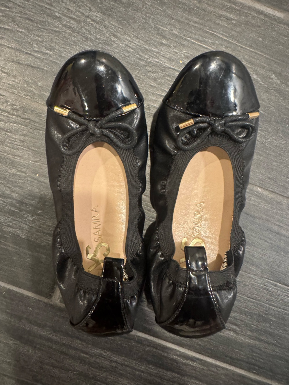 Yosi Samra Black Ballet Flats with Bow